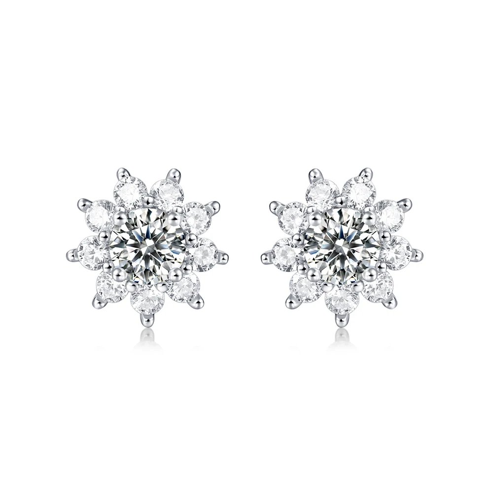 

New Arrival Sterling Silver 925 Snowflake Earrings For Women Fashion Romantic Stud Earrings inlaid Moissanite Wedding Jewelry