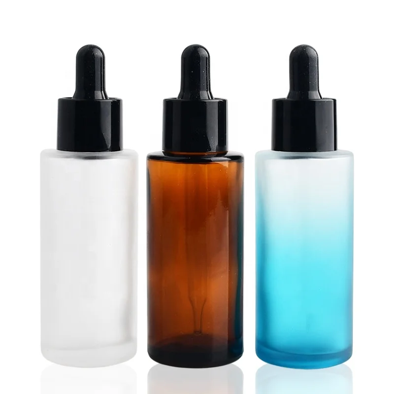 

20 Ml 30ml 40ml 50ml 60ml 80ml 100ml amber Clear Frosted Flat Shoulder Cylinder Serum Glass Thick bottom Essential Oil bottle