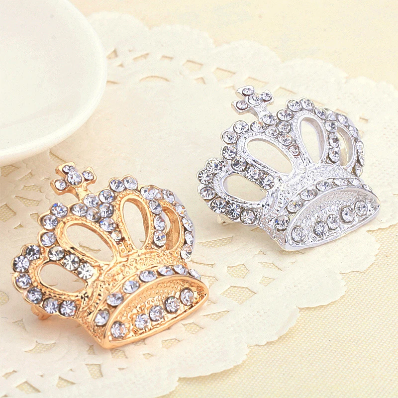 

2021 Wholesale Vintage England Inspired Royal Prince Queen Crown Crystal Rhinestone Pin Brooch Customize Colors, Shown