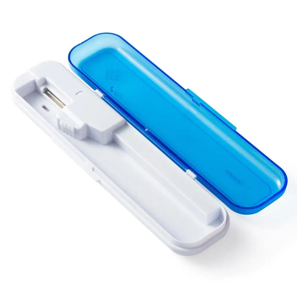 

Plastic ABS Battery Auto Portable Toothbrush UV Sanitizer Sterilizer, Blue + white
