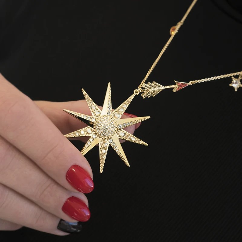 2019 swa 新款幸运女神星星项链闪亮明星水晶幸运护身符女士项链