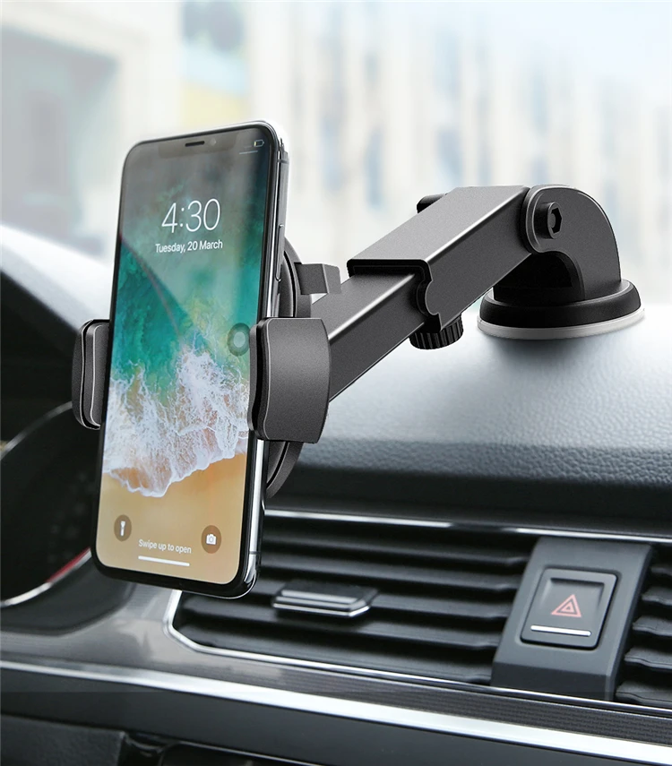 

Free Shipping 1 Sample OK RAXFLY Unique Adjustable Plastic Universal Cell Phone Holder For Car Custom Accept, Black