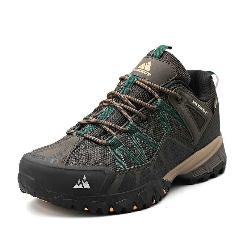 

HIKEUP Best Shoes for Men Hunting Climbing Mountain Trekking Hiking Shoe Custom logo Mens Hiking Shoes, Black,grey,green