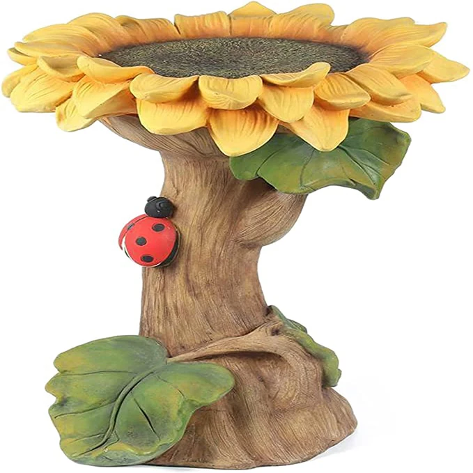 

Polyresin Sunflower Bird Bath, Standing Bird Feeders Simulation Flower for outdoor indoor Decoration, Customized color