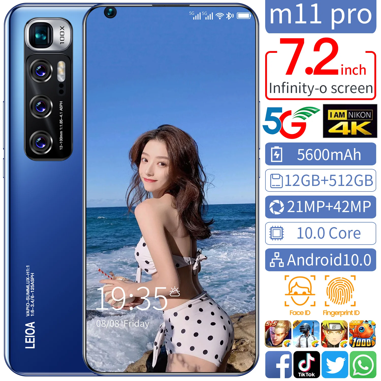 

M11pro smart phone really perforated 7.2 inch big screen all-in-one machine with built-in 12+512g Android phone
