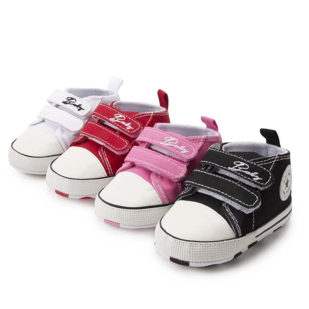 

Low MOQ Canvas upper casual shoes Double strap 0 2 years Toddler crib shoes baby