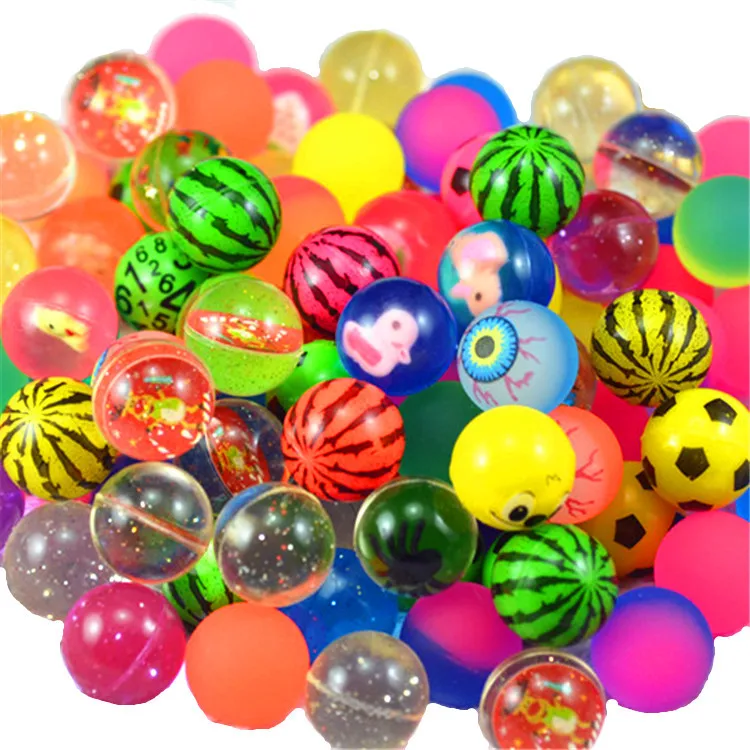 25mm 30mm 43mm Different Colorful Bouncy Balls Bulk Mixed Pattern Rubber Ball High Bouncing Balls for Vending Machine