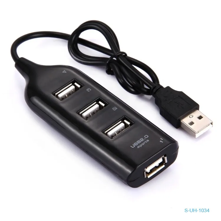 

Wholesale price 30 cm 4 Ports USB 2.0 HUB in good quality, Black