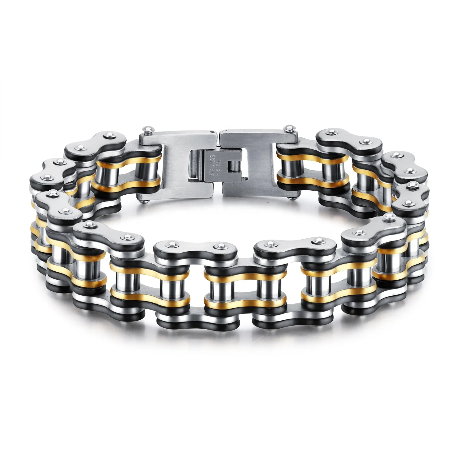 

Wholesale Retro Motorcycle Bike Titanium Jewelry 316L Thick Heavy Link Chain Stainless Steel Punk Street Bracelet Men Untisex