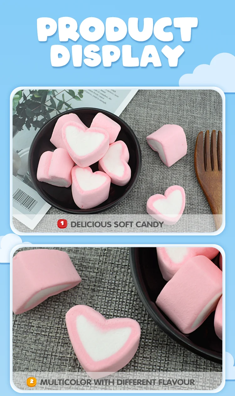 Free Sample 150g Miss U Brand Marshmallow Sweets Heart Shape Halal