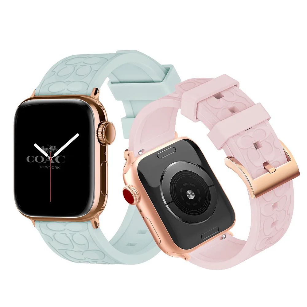 

Customize Name Silicone band for Apple Watch 38mm 40mm 42mm 44mm Personalized Pattern strap for iWatch series 6 SE 5 4 3 2 1, Optional