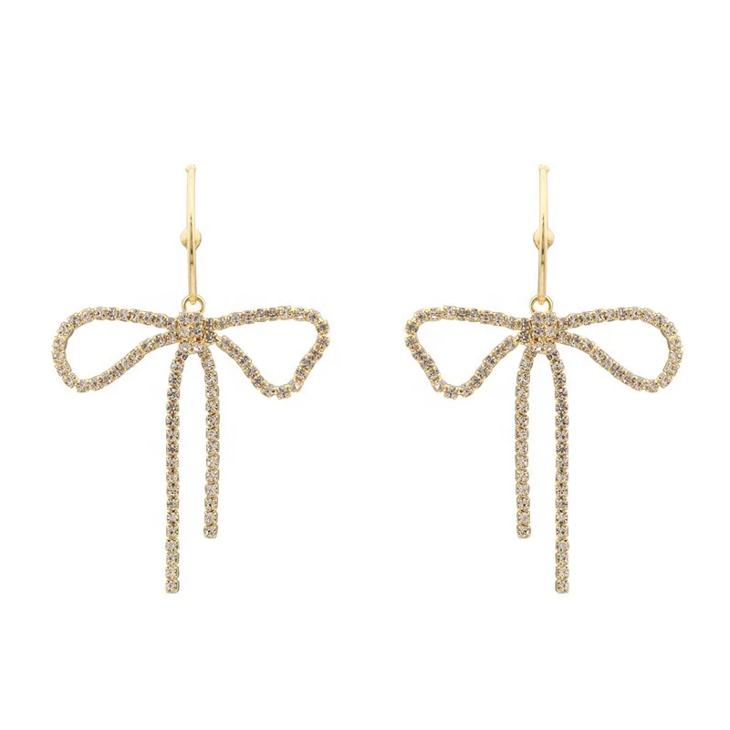 

Fashion Jewelry Dangle Earrings New Design High Quality Crystal Bow-knot Hanging Drop Earrings For Women Jewelry Gifts, Picture shows