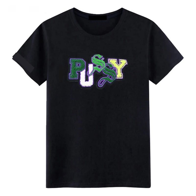 
OEM custom high quality Chenille Embroidery t shirts for men 