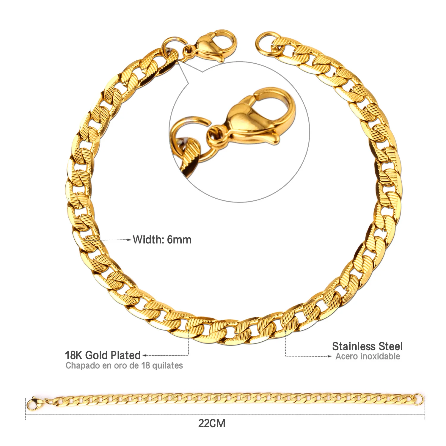 

Men's Miami Cuban Link Bracelet in 18k Yellow Gold Stainless Steel Bracelet, Gold/steel