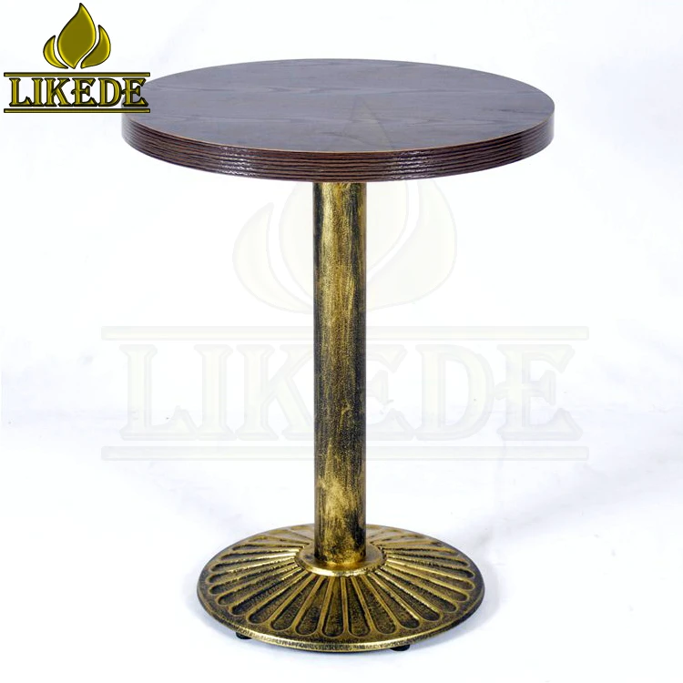 24-Inch Round Bronze Base Cast Iron Bistro Table With Wrought Iron Bar Top for Restaurant Use