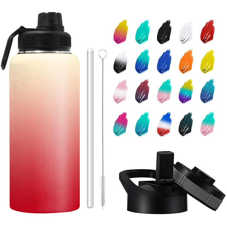 

new design Double Wall Water travel Bottle Stainless Steel insulated Sports Bottle with Handle Lid with straw outdoor, Customized