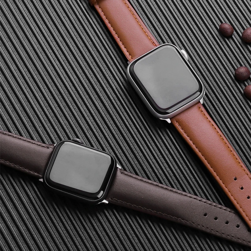 

Stylish Leather Loop Watch Strap Band for apple watch 38mm 40mm 42mm 44mm with i watch Serie SE 6 5 4 3 2 1 strap, Coffee, black, brown, dark blue, green, light brown, red