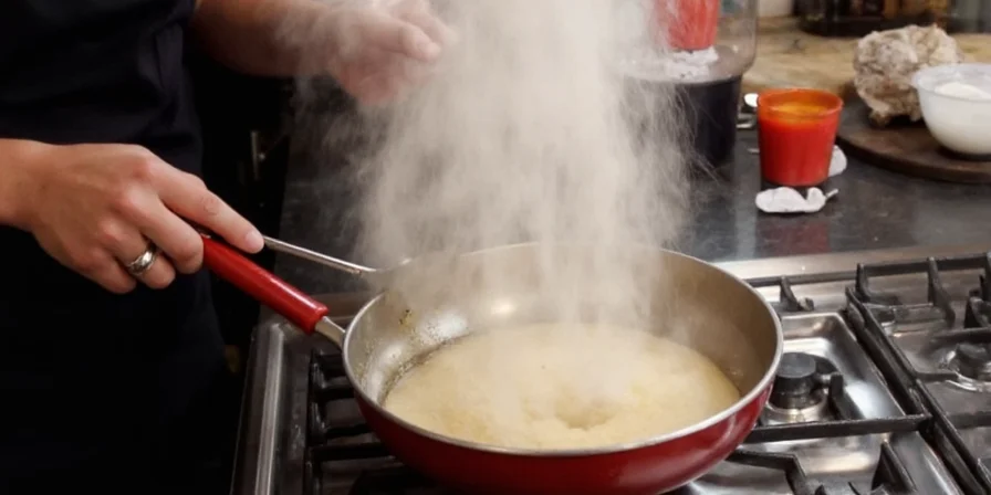 Chef dipping chicken in frying mix before frying