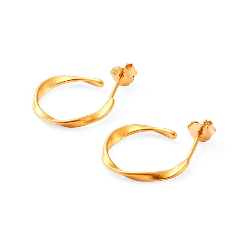 

Trendy mobius jewelry elegant 925 sterling silver gold plated minimalist twisting design annular earrings for women