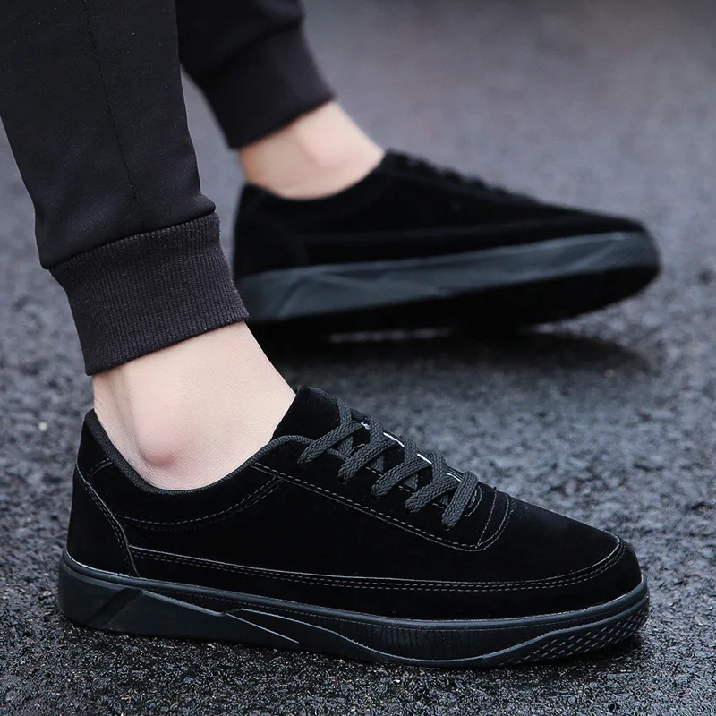 

Korean social versatile lace up suede fashion comfortable sports shoes sneakers 2020, Black/grey/khaki