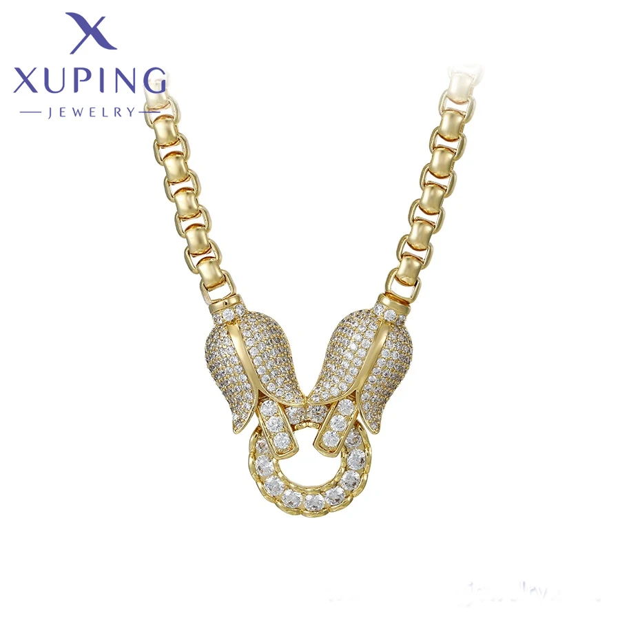 

X000743464 xuping jewelry fashion simple necklace14k gold color luxury ancient royal romantic tulip necklace for women