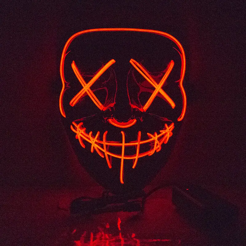 Neon Mask Halloween Scary Mask Cosplay Led Mask El Wire Light Up For