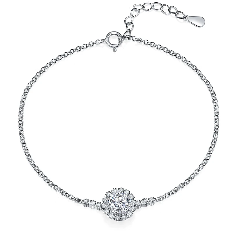 

Sparkle Round Shape Brilliant Moissanite Sterling 925 Silver Diamond Bracelet