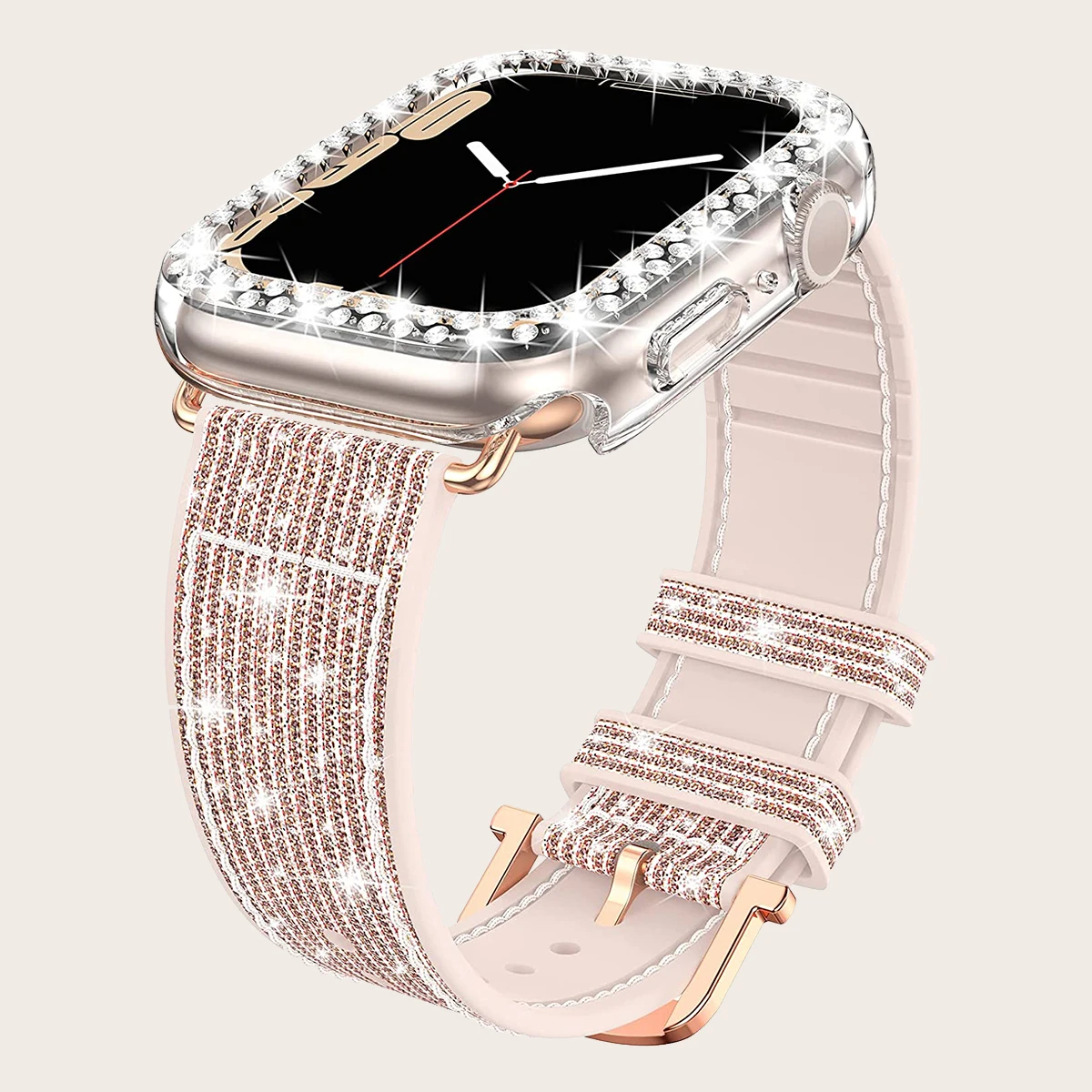 

Rubber Screen Protector Silicone Sport 2 In1 Watch Case And Watch Bands For Apple Watch Series 7 6 4 SE