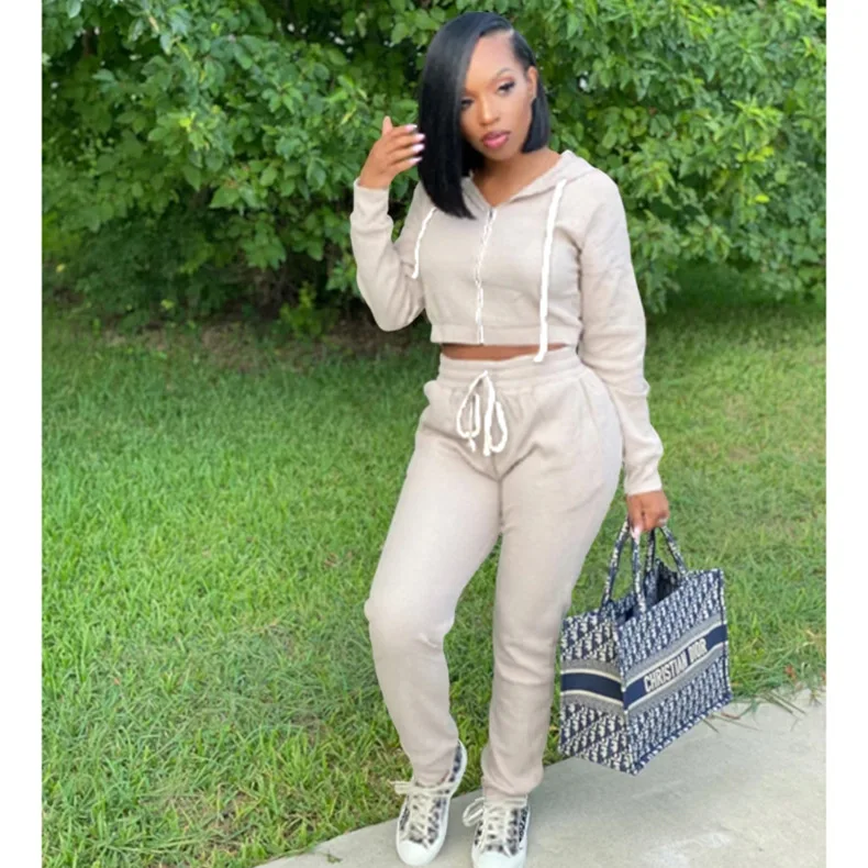 

ZOE Fleece Women's Hoodies Sweatshirts Jogger Customized For Women Thick Stacked Sweatpants Fall Streetwear Hoodie 2 Piece Set, Yellow, gray, green, black, pink, blue