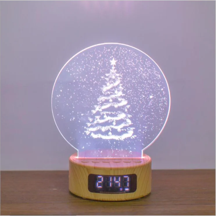 Aisle Home Hotel Mini Acrylic 3d Decoration Lamps artificial acrylic USB 5V 5W Speaker Clock Music LED Night Lights