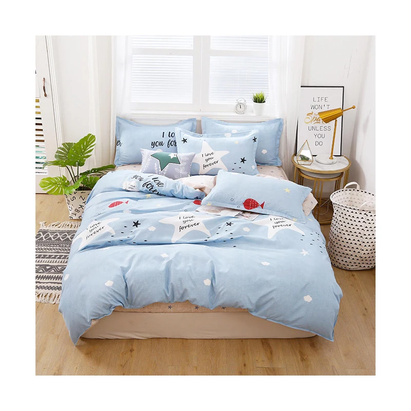 

Best-selling Luxury 100% Cotton Duvet Cover Home 4 Pieces Bed Sheet Set Quality Comforter Bedding Set with 2Pcs Pillow Case