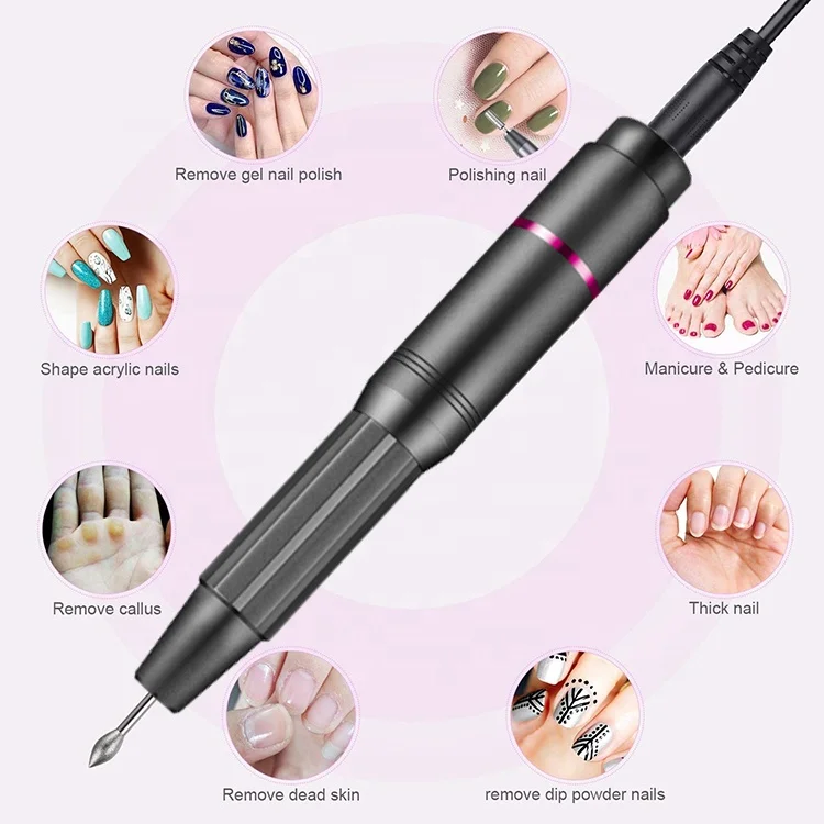 

Rechargeable E File Nail Drill Manicure Pedicure Set Color 25000rpm Cordless Portable Electric Nail Drill Machine