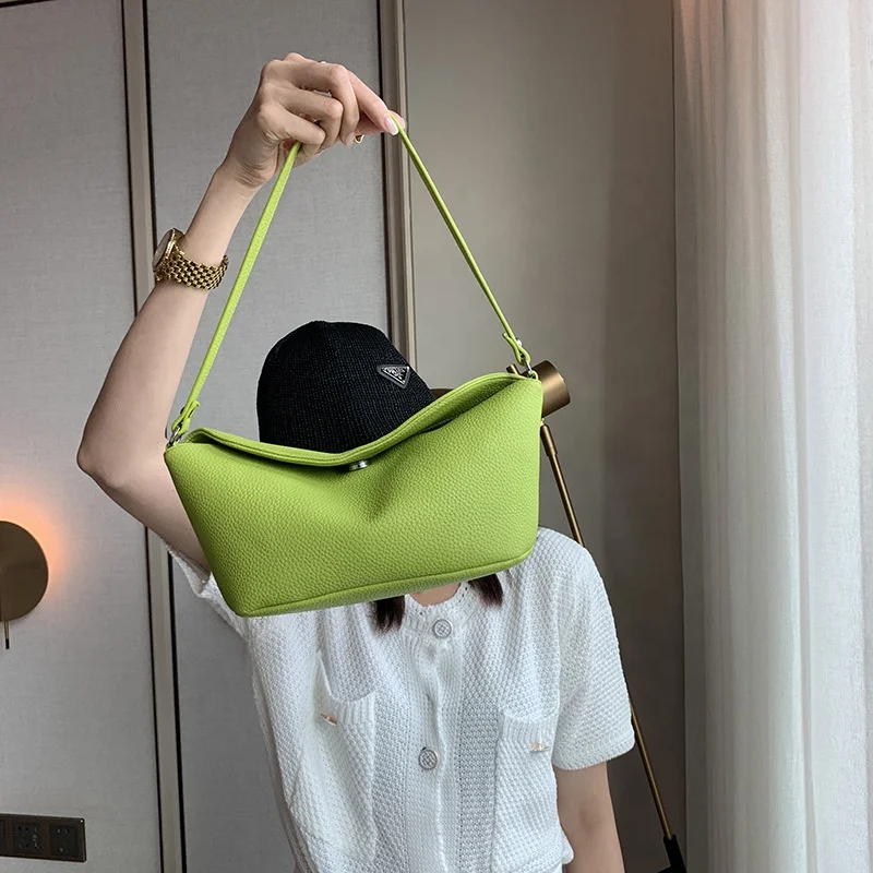 

New macaron casual solid color lychee pattern leather underarm bag high quality trend ladies one-shoulder messenger bag