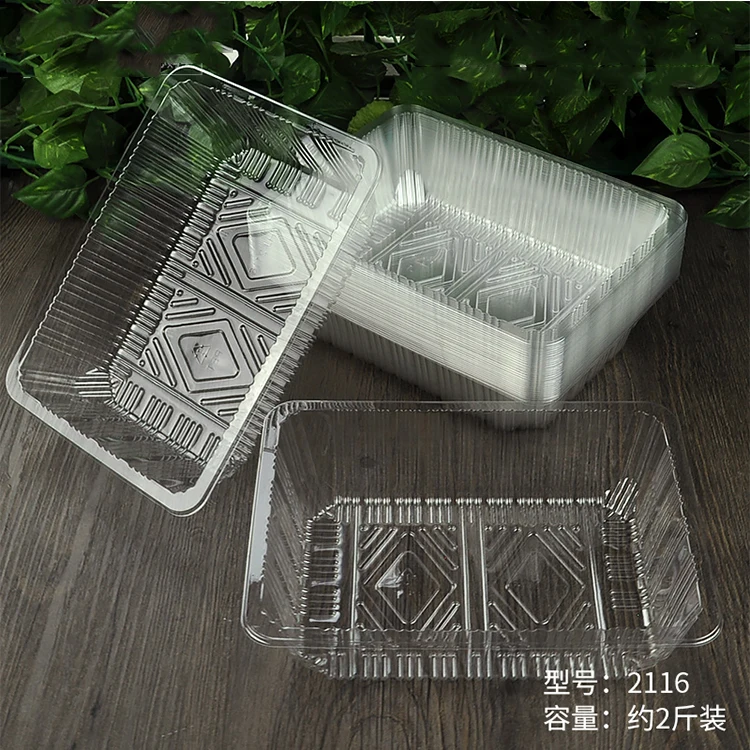 

Hinged Lid Clear Disposable Vegetable Plastic Container, Transparent
