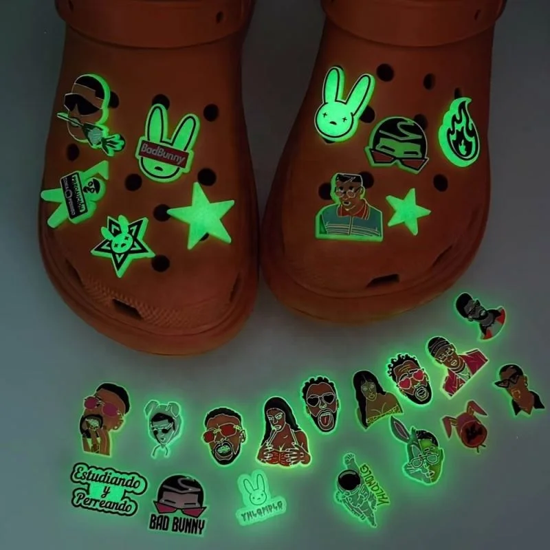 

custom Glow in Dark Bad Bunny Shoe Charm clog charm Zodiac Horoscope shoe charms for kids gift Twelve Constellations, As pantone