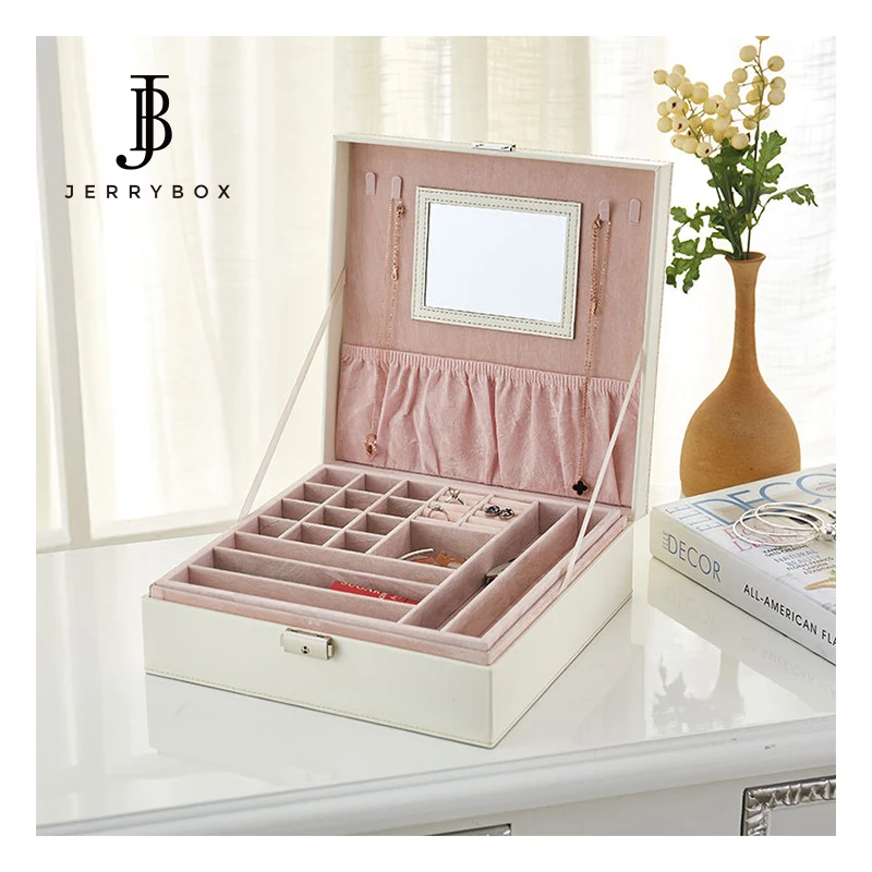 

Double Layer PU Leather Makeup Watch Jewellery Box Jewelry Organizer Storage