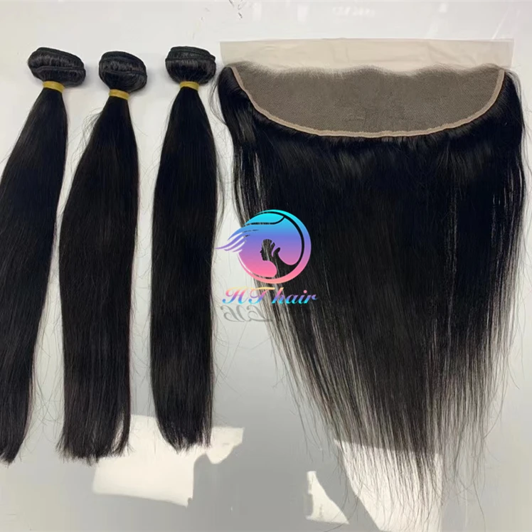 

10A Grade Brazilian Human Hair Bundles With Closure Frontal Virgin Hair Extension Swiss Lace Closures 13x4 Non Remy Wholesale