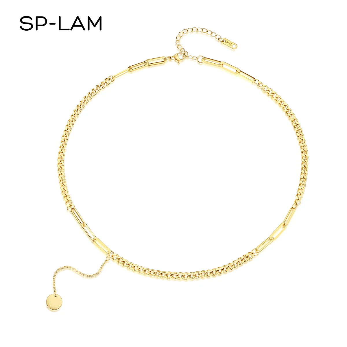 

SP-LAM Statement Stainless Steel Charm Gold Chain Jewelry Woman Fashion Lady Designer Choker Necklace