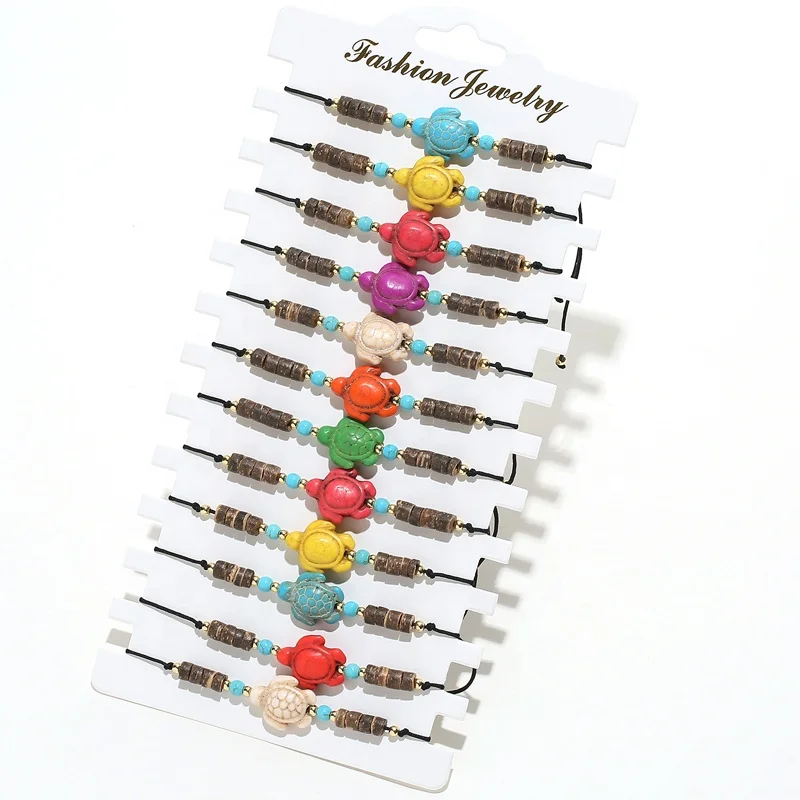 

New Boho Handmade Natural Puka Shell Adjustable Bracelet Hot Sale Turquoise Turtle Bracelet Jewelry For Women Men Bracelets set, Picture