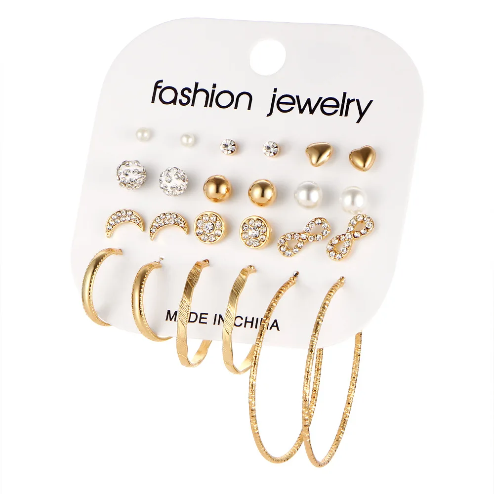 

Hot selling Fashion Earrings set Hoop earrings and stud earrings set jewelry wholesale HZS579