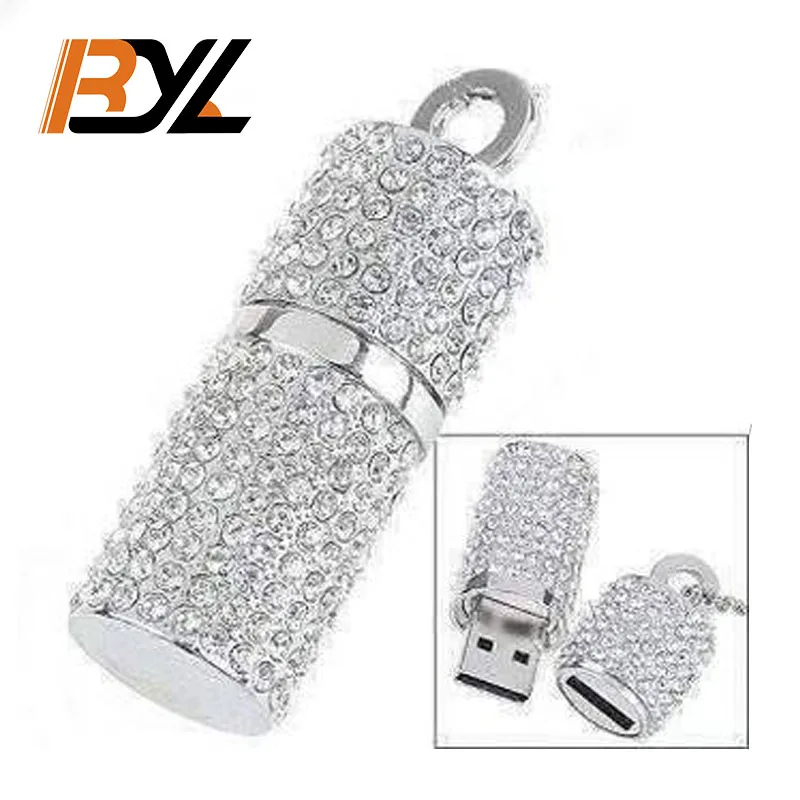 

Factory Directly Sell Bling Luxury Jewelry Creative Gifts Set Diamond Lipstick Key Chain USB Flash Drive