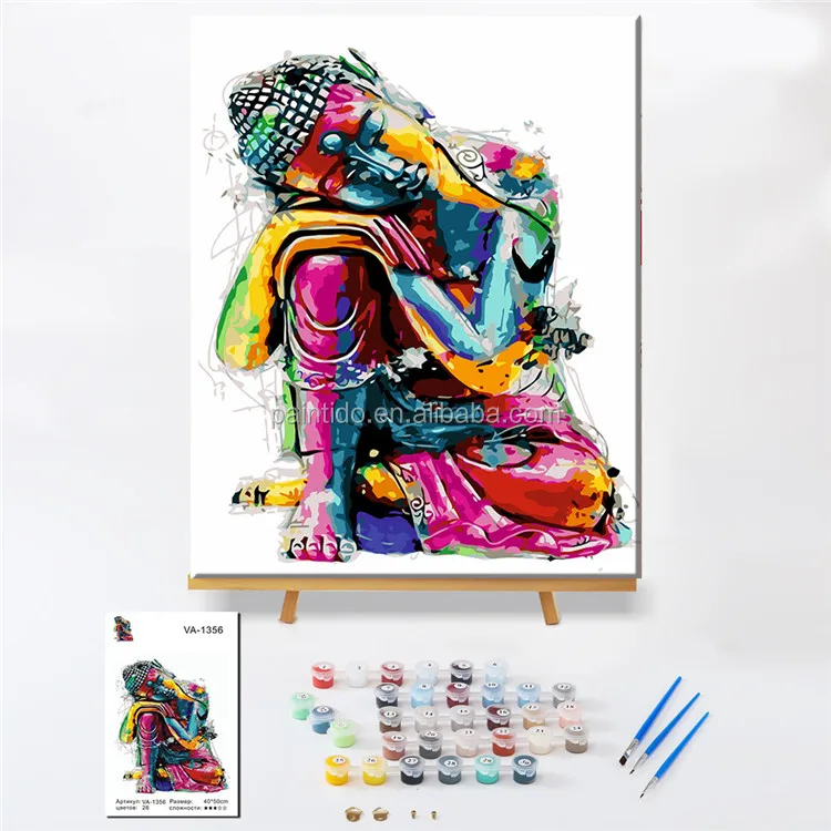 

paintido Oil Painting Buddha Statue Painting By Numbers Handpainted Paint By Number Modern Wall Art Handmade Gift