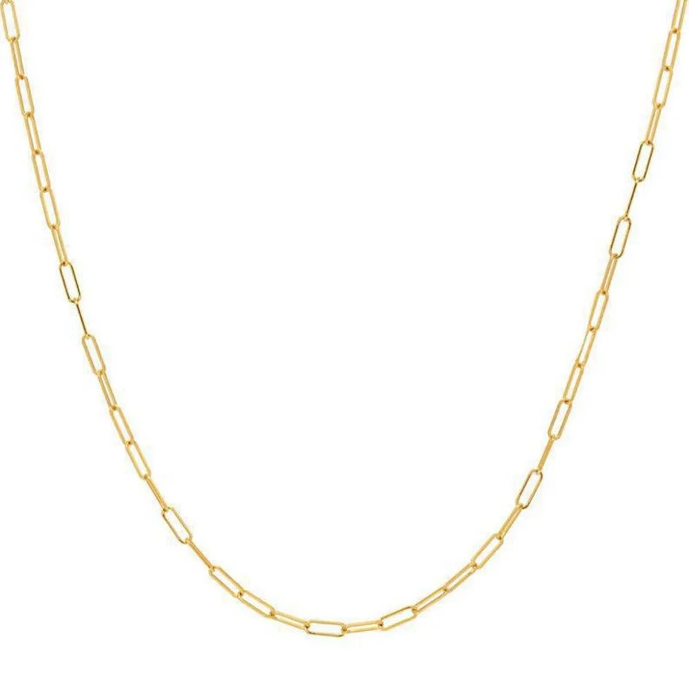 

Simple Jewelry  14k Gold Filled Figaro Cross Long Chain Fashionable Large Thin Elongated Paper Clip Chain Necklace