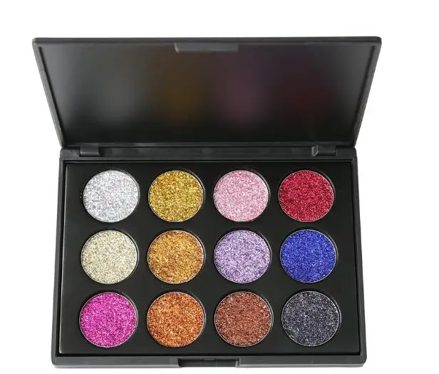 

private label makeup 12 color Glitter Eyeshadow Palette Waterproof Diamond Metallic Shimmer Eye Shadow Pigmented Beauty Cosmetic, 12 colors