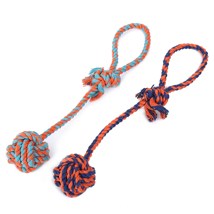 

wholesale rope ball with handle for interactive toys for dog