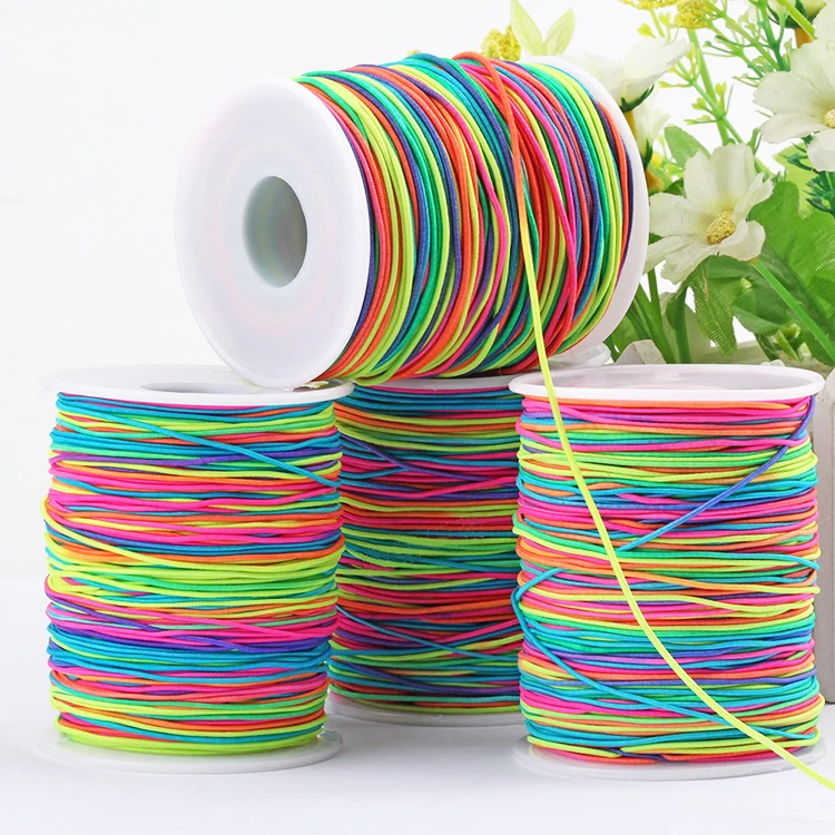 

High Stretch Rainbow Color Elastic Cord 1mm 1.2mm 1.5mm Stretch String Cord For Diy Handmade Craft