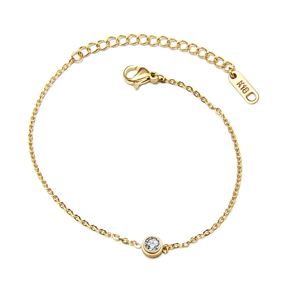 

18K Gold Plated Stainless Steel Single Stone Bracelet