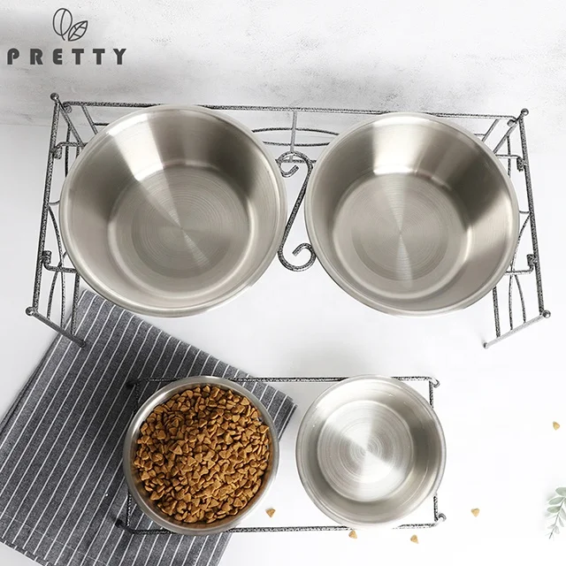 

removable feeder cat bowl pet food and water bowl double dog bowls with cast iron stand napf edelstahl