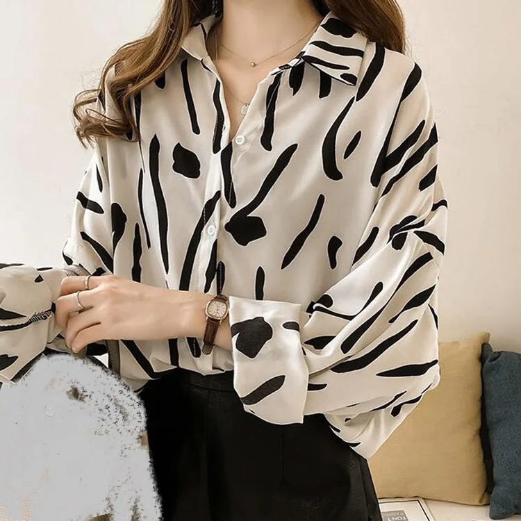 French Polo Collar Long Sleeve Plus Shirt