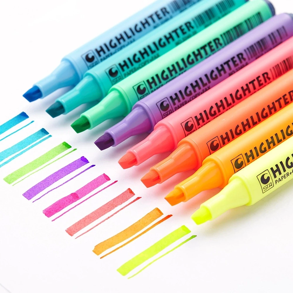 sta 3240-8 颜色水性无味永久荧光荧光笔为学生标记笔